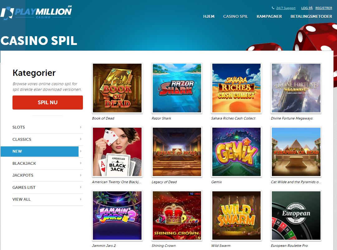 Playmillion casino Games