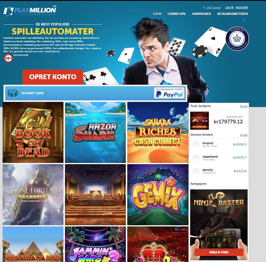 Playmillioncasino front page slots video casino games